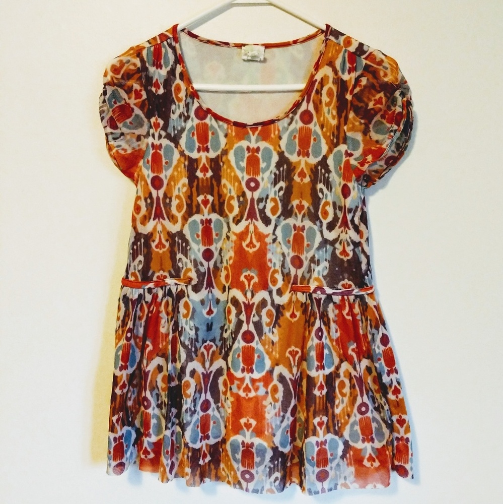 Sparrow | ornage aztec print tulle top